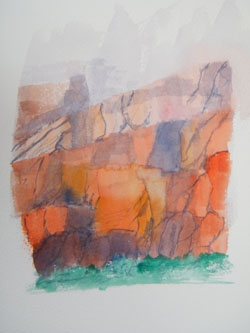 Petalus cliffs, watercolour